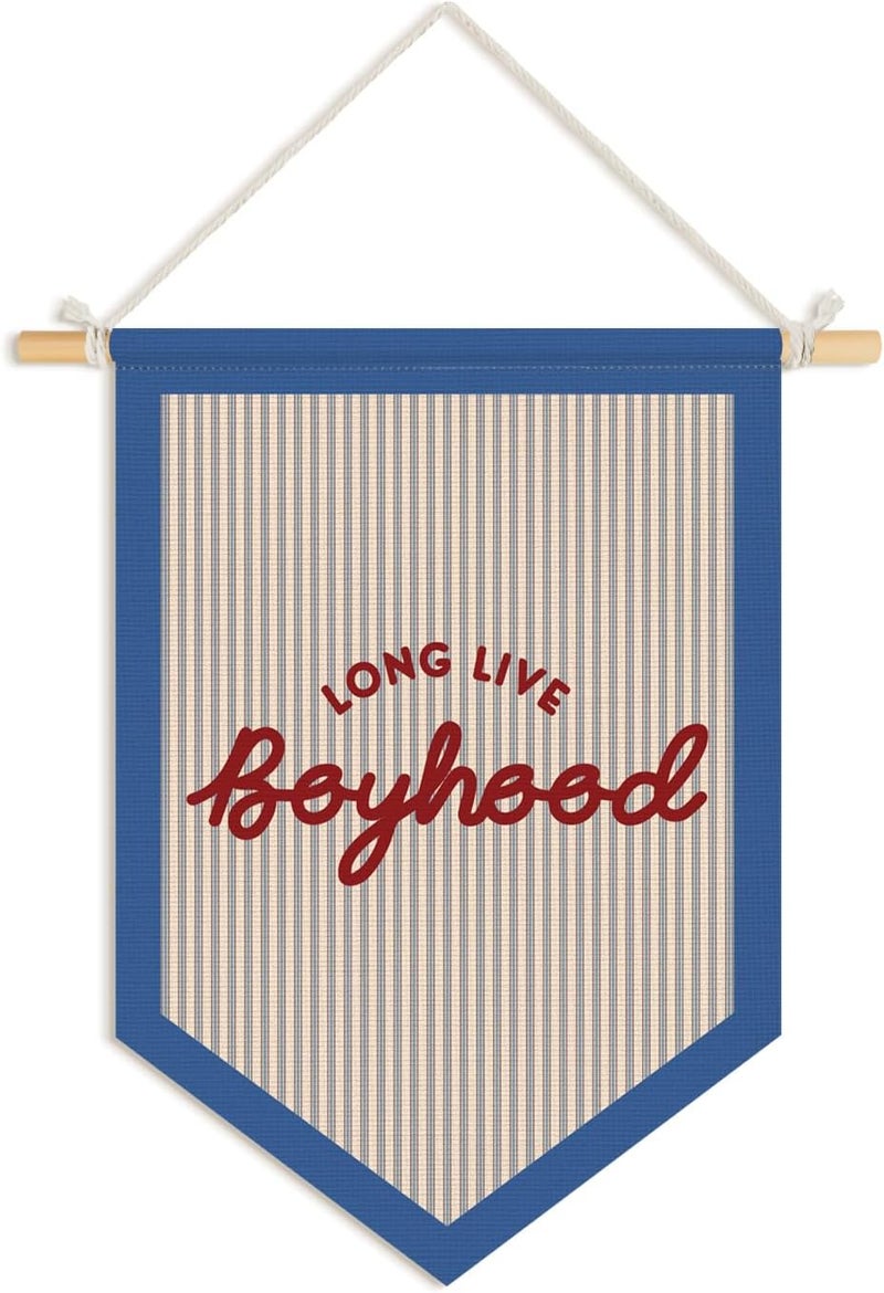 Wheatwin Long Live Boyhood Pennant Flag Banner, Boys Room Decor, Vintage Playroom Wall Decor for Kids Boys Toddler Nursery Bedroom Playroom 15x11 Inch - Image 1